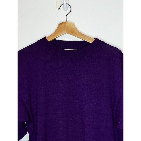 Vintage 80s Bergdorf Goodman Italy Women’s Merino Wool Sweater Purple Size M - Picture 2 of 6